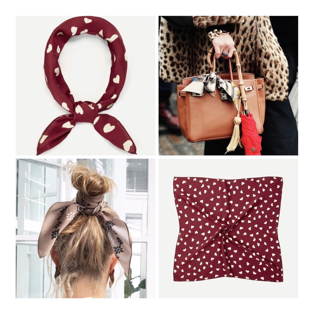 2/$24 Red Hearts Hair / Neck / Purse Scarf - Picture 3 of 5